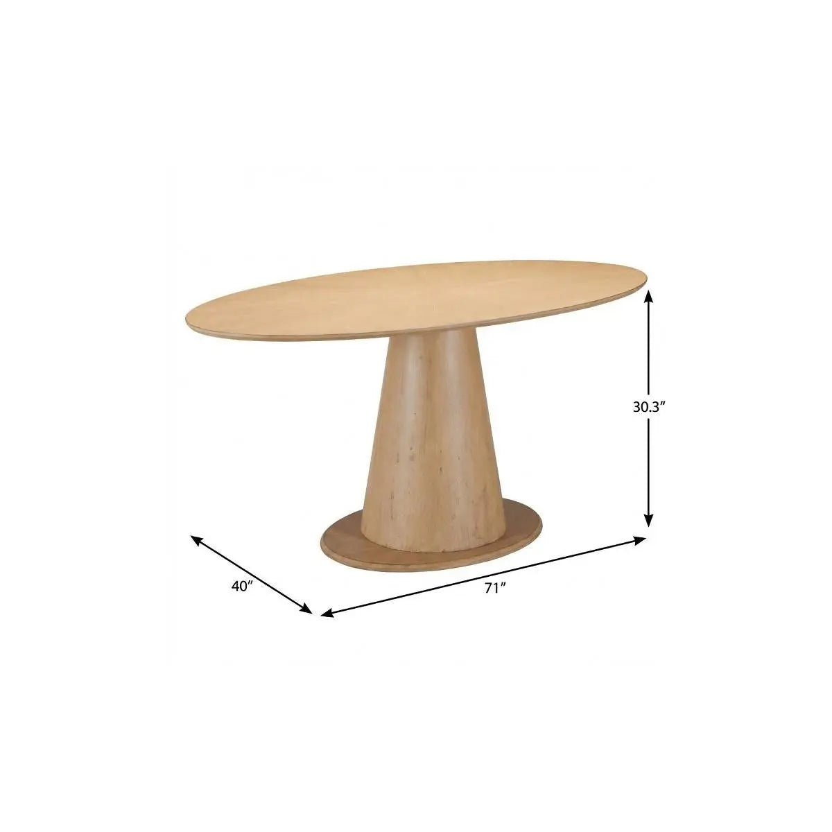 71" Natural Solid Wood Pedestal Base Oval Dining Table Homeroots Kitchen & Dining