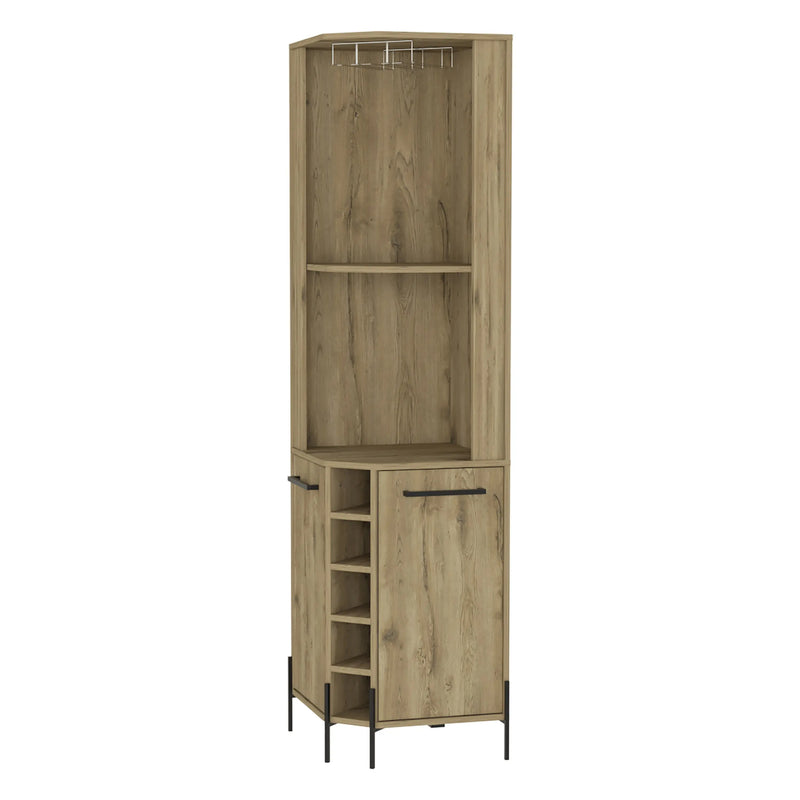 71" Natural Wood Corner Bar Cabinet With Two Doors Homeroots Kitchen & Dining