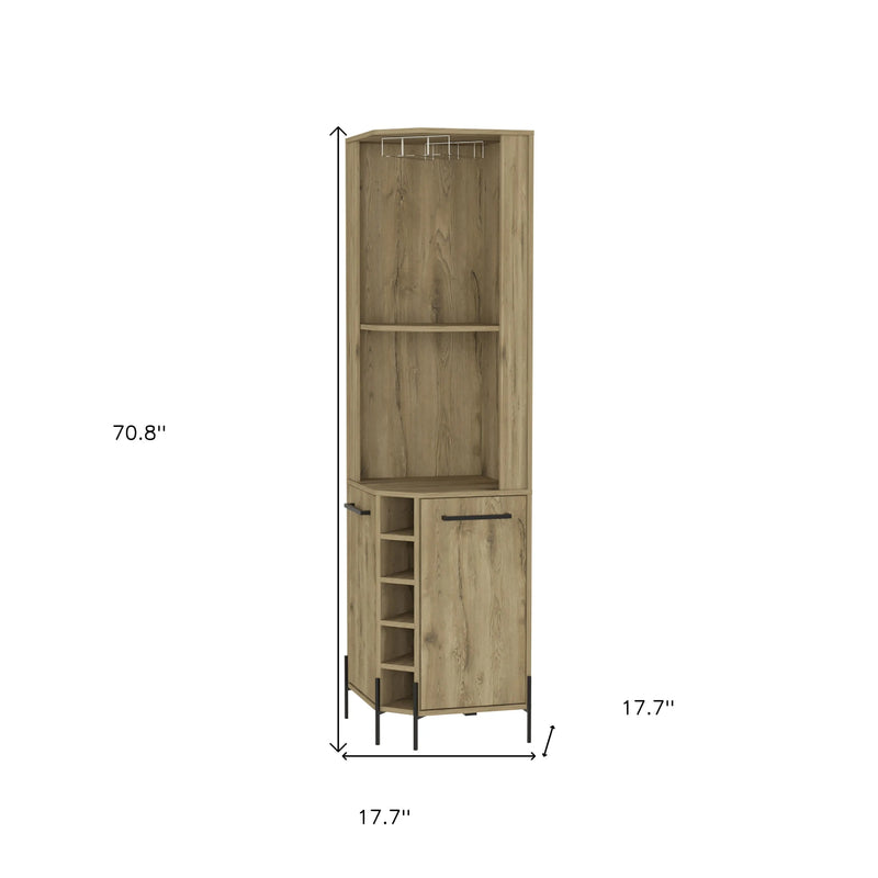 71" Natural Wood Corner Bar Cabinet With Two Doors Homeroots Kitchen & Dining