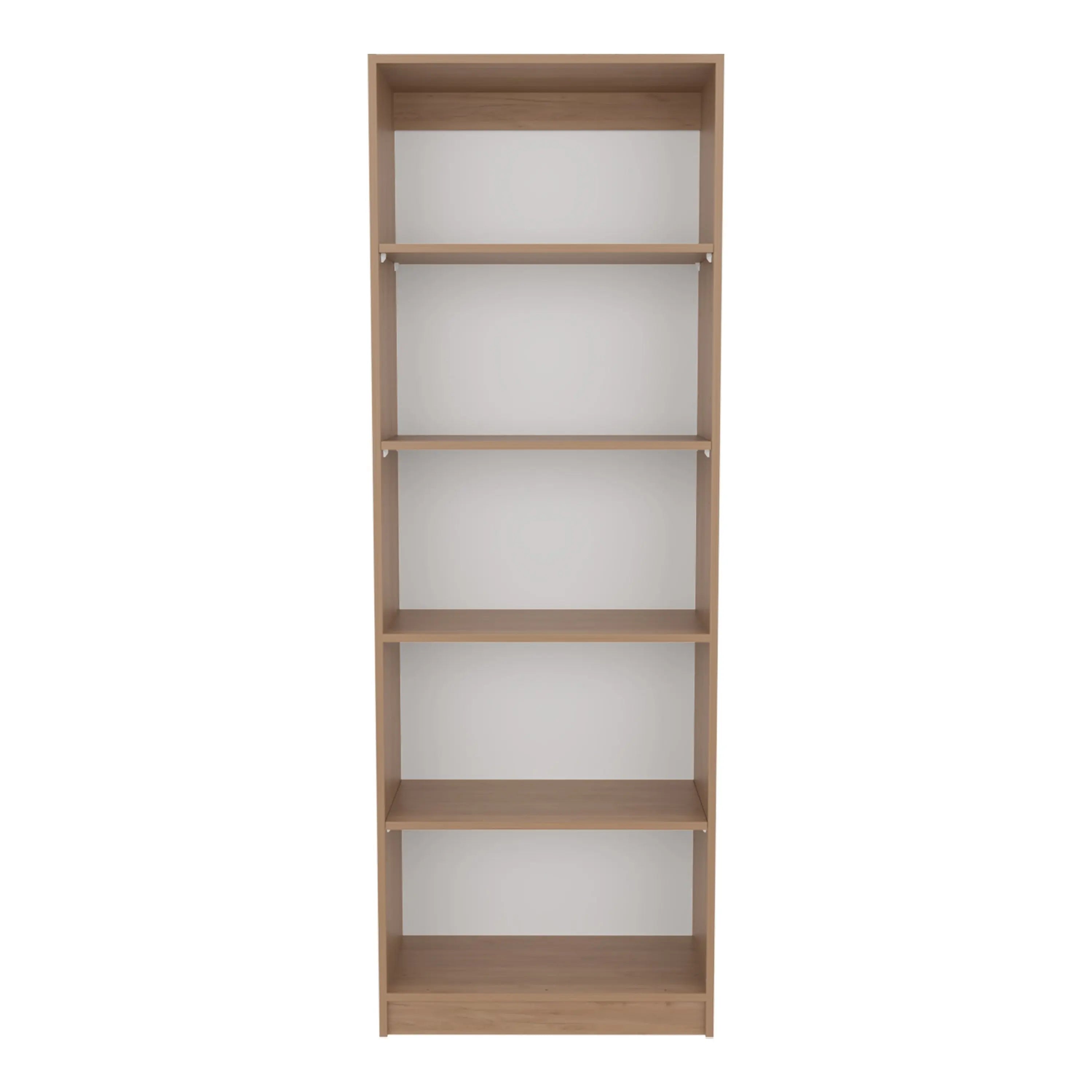 71" Natural Wood Five Tier Bookcase Homeroots Office
