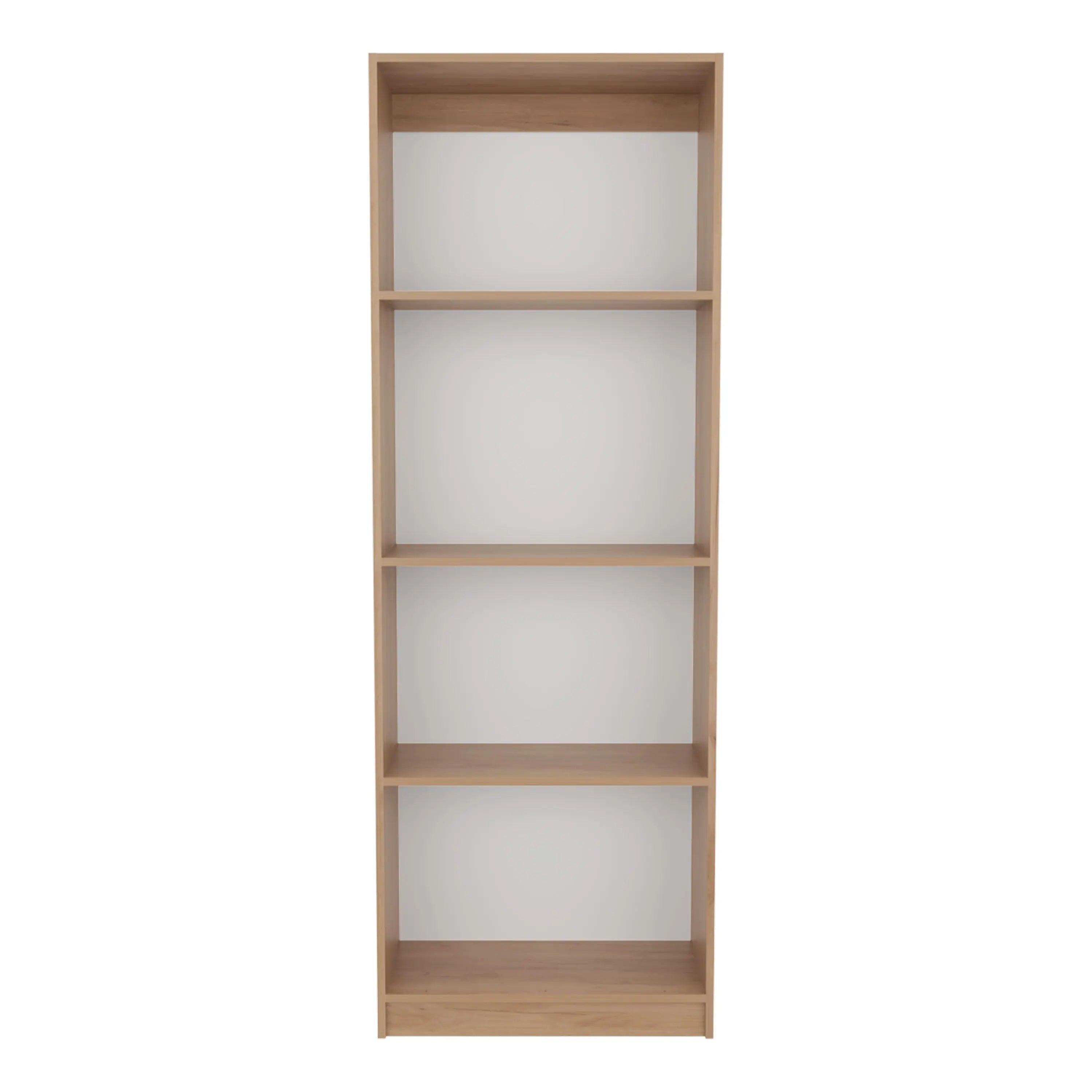 71" Natural Wood Four Tier Bookcase Homeroots Office