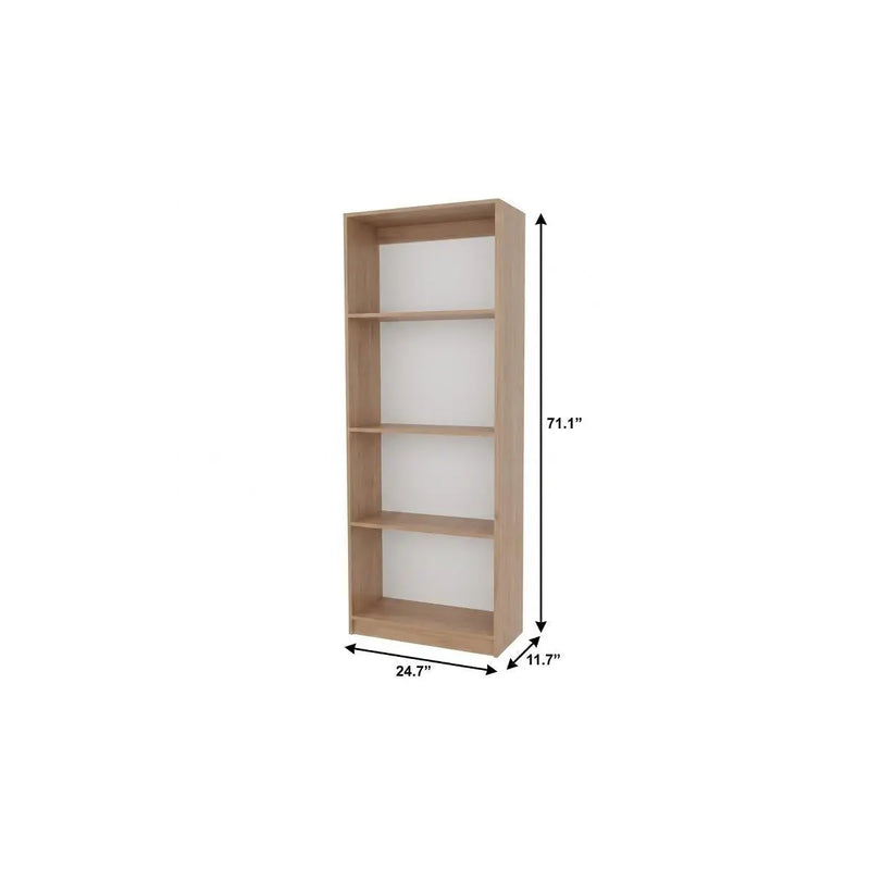 71" Natural Wood Four Tier Bookcase Homeroots Office