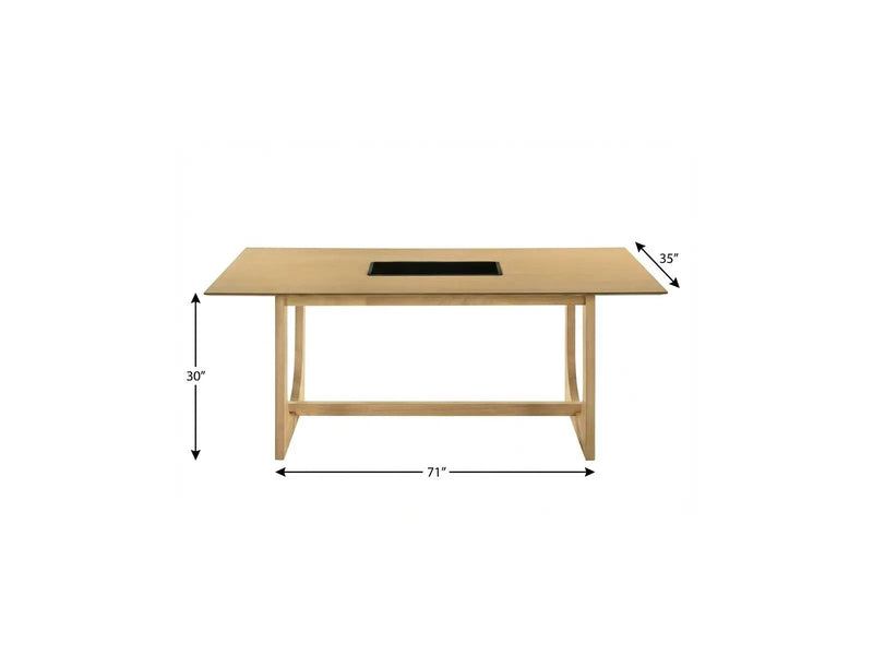 71" Natural Wood Trestle Base Dining Table Homeroots Kitchen & Dining