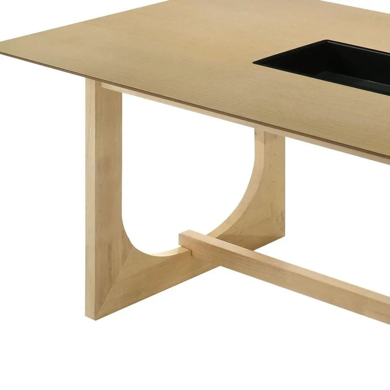 71" Natural Wood Trestle Base Dining Table Homeroots Kitchen & Dining