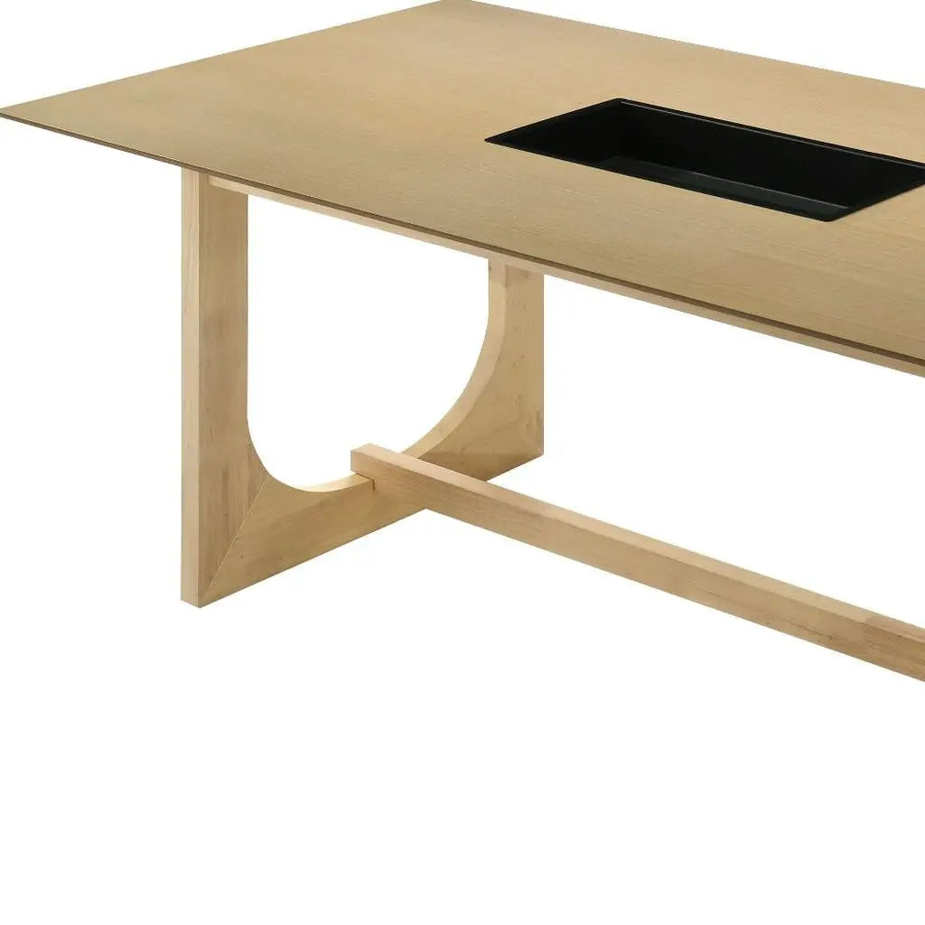 71" Natural Wood Trestle Base Dining Table Homeroots Kitchen & Dining