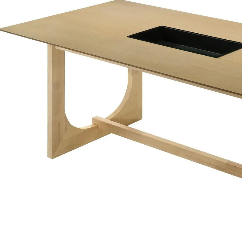 71" Natural Wood Trestle Base Dining Table Homeroots Kitchen & Dining