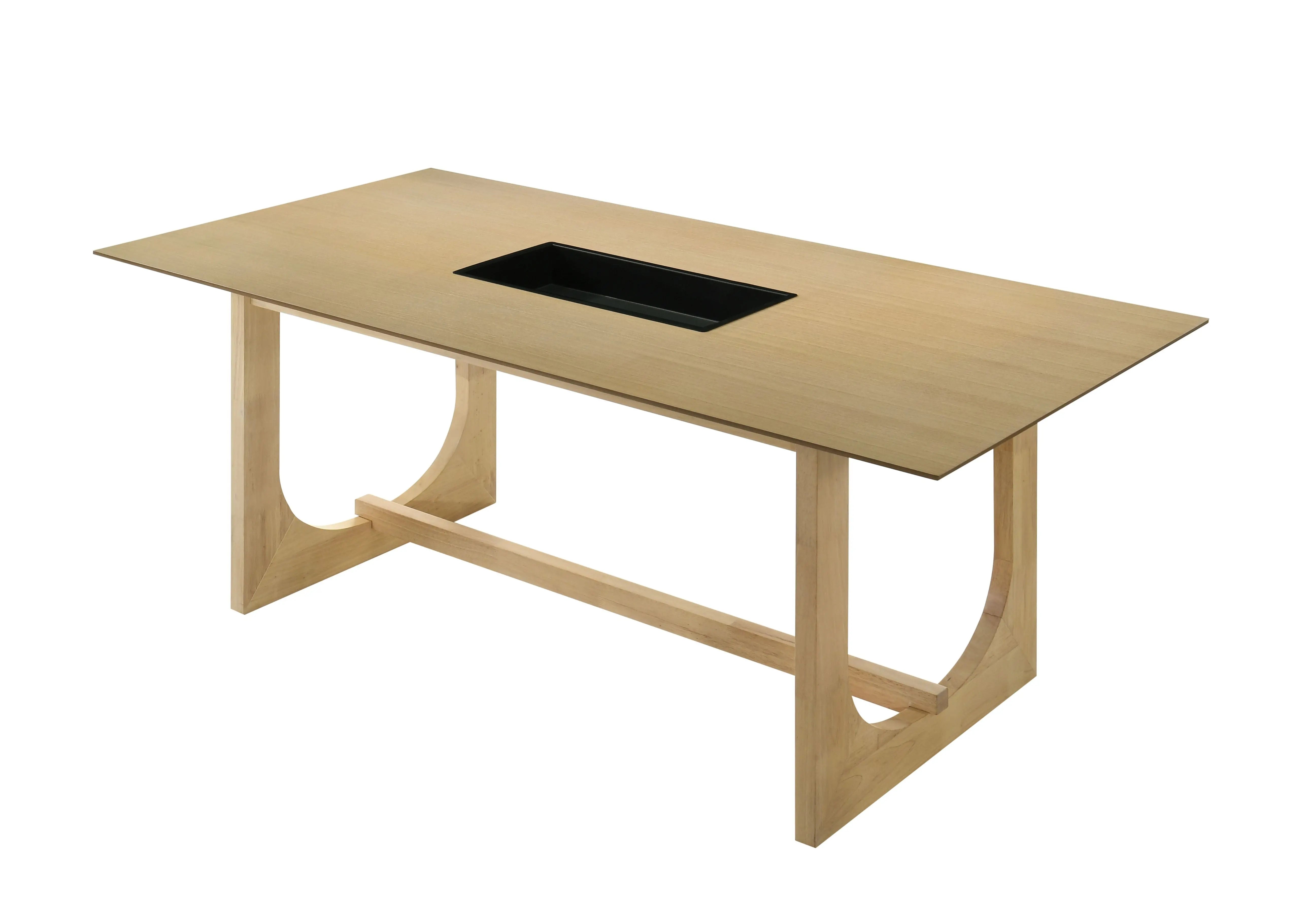 71" Natural Wood Trestle Base Dining Table Homeroots Kitchen & Dining