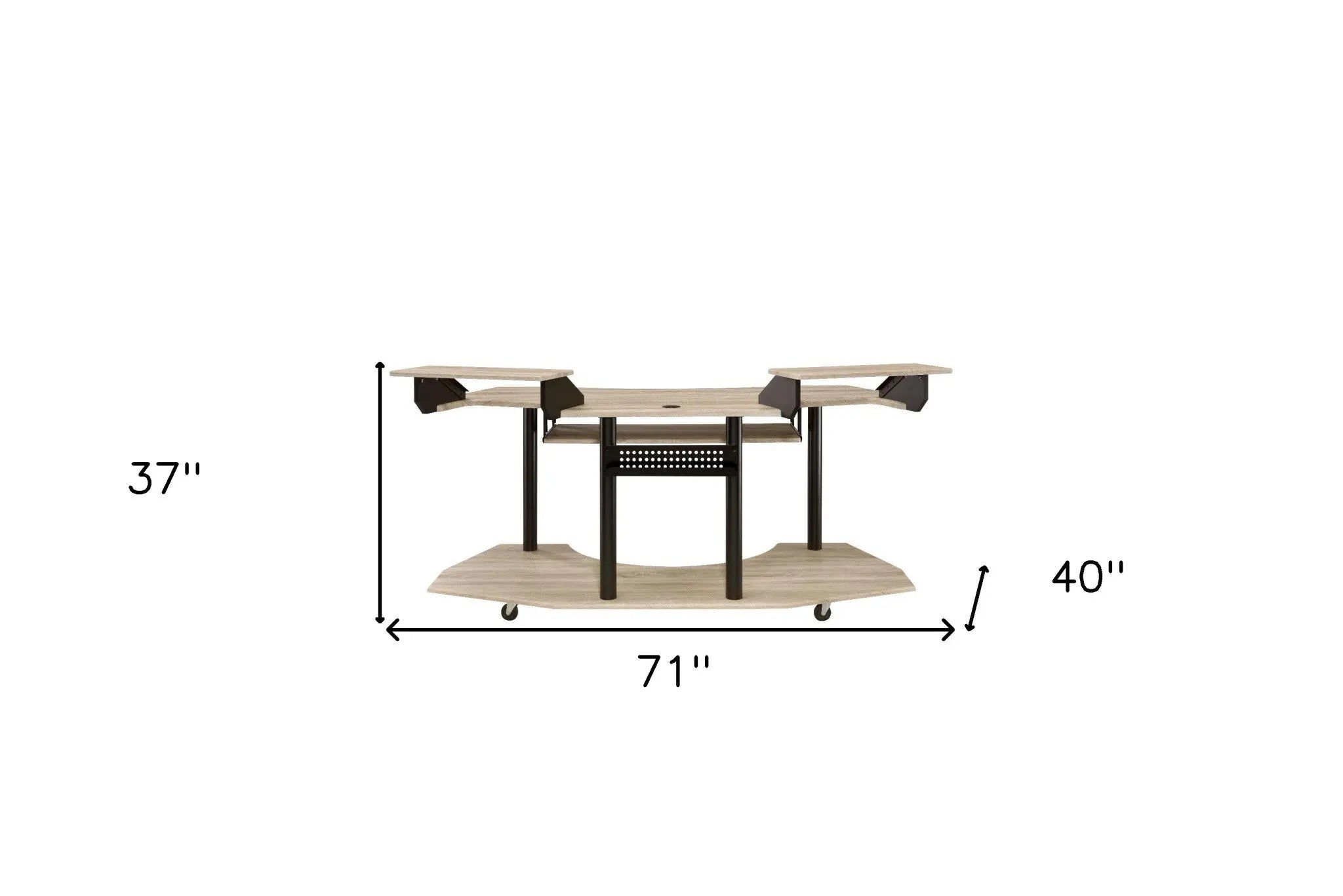 71" Natural and Black Music Recording Studio Desk Homeroots Office