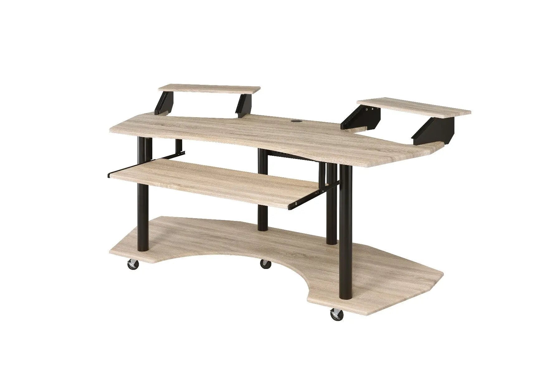 71" Natural and Black Music Recording Studio Desk Homeroots Office