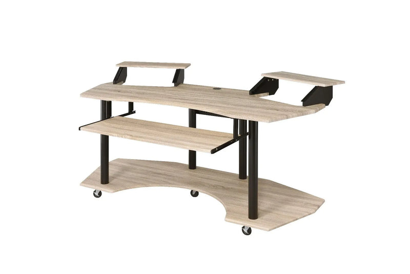 71" Natural and Black Music Recording Studio Desk Homeroots Office