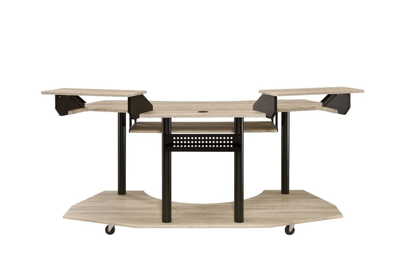 71" Natural and Black Music Recording Studio Desk Homeroots Office