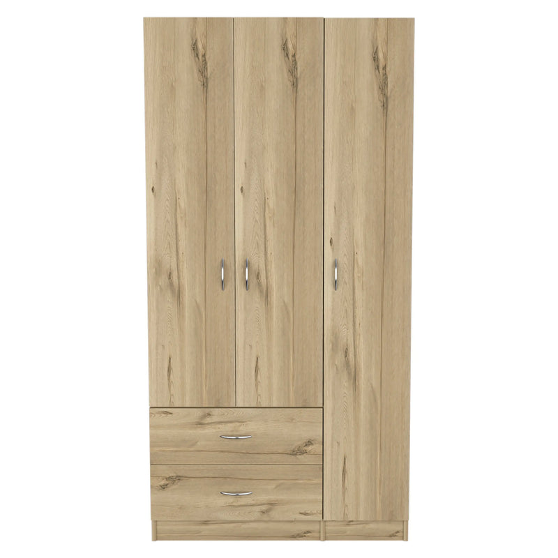 71" Oak Wood Three Door Two Drawer Combo Dresser Homeroots Bed & Bath