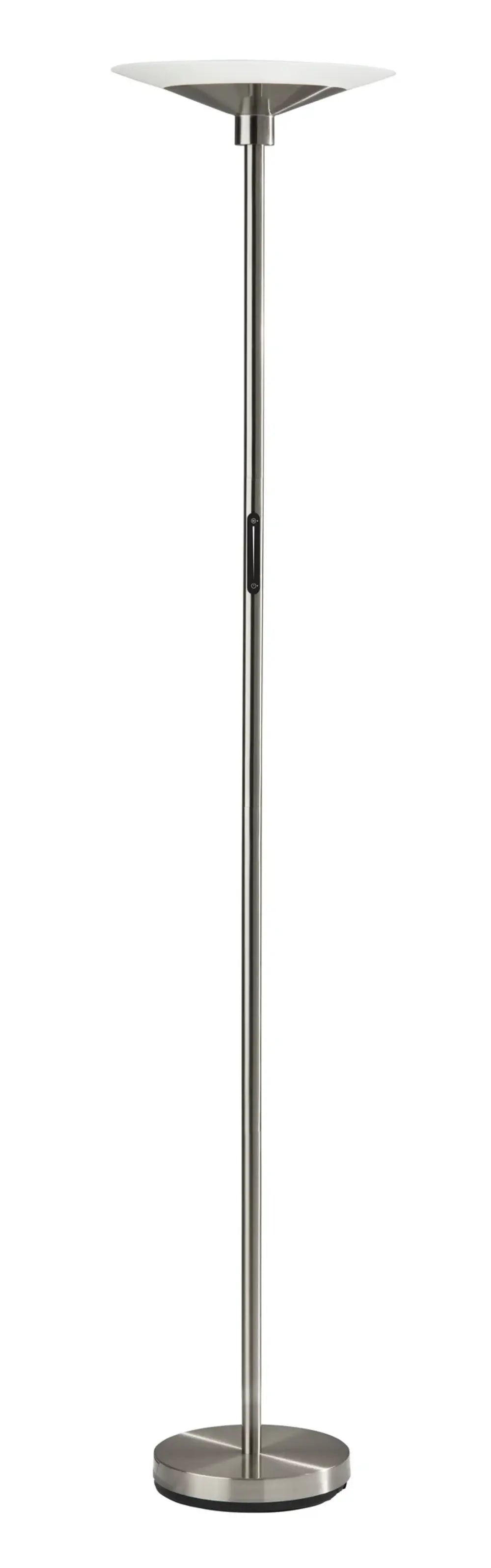 71" Silver LED Torchiere Floor Lamp With White Glass Cone Shade Homeroots Lighting
