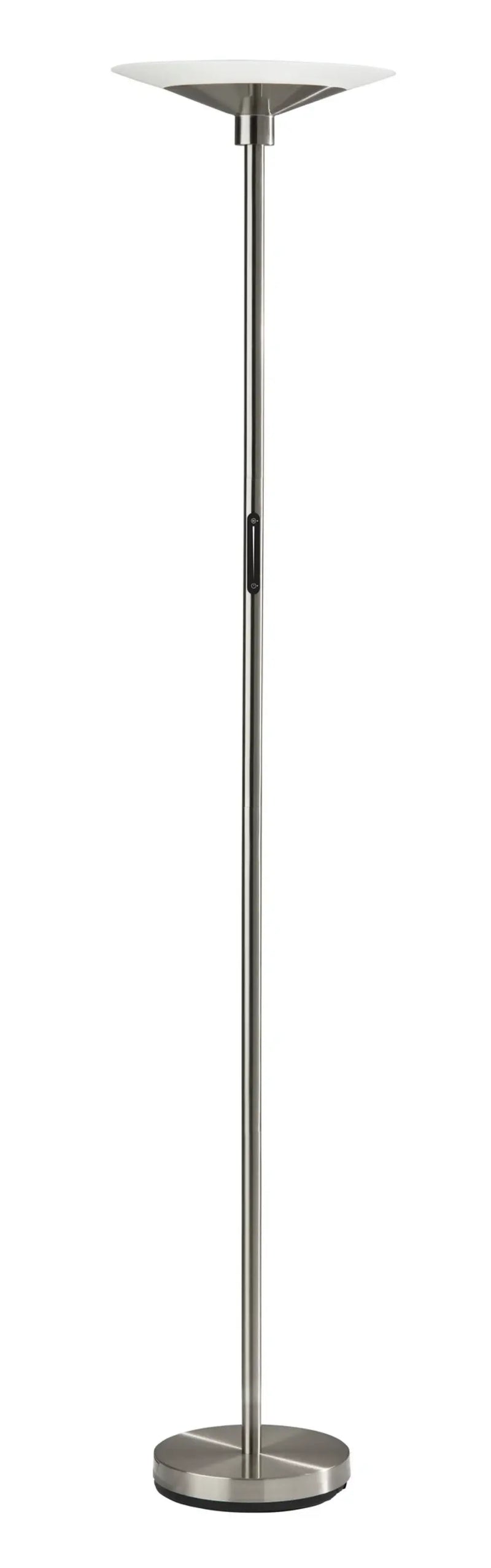 71" Silver LED Torchiere Floor Lamp With White Glass Cone Shade Homeroots Lighting