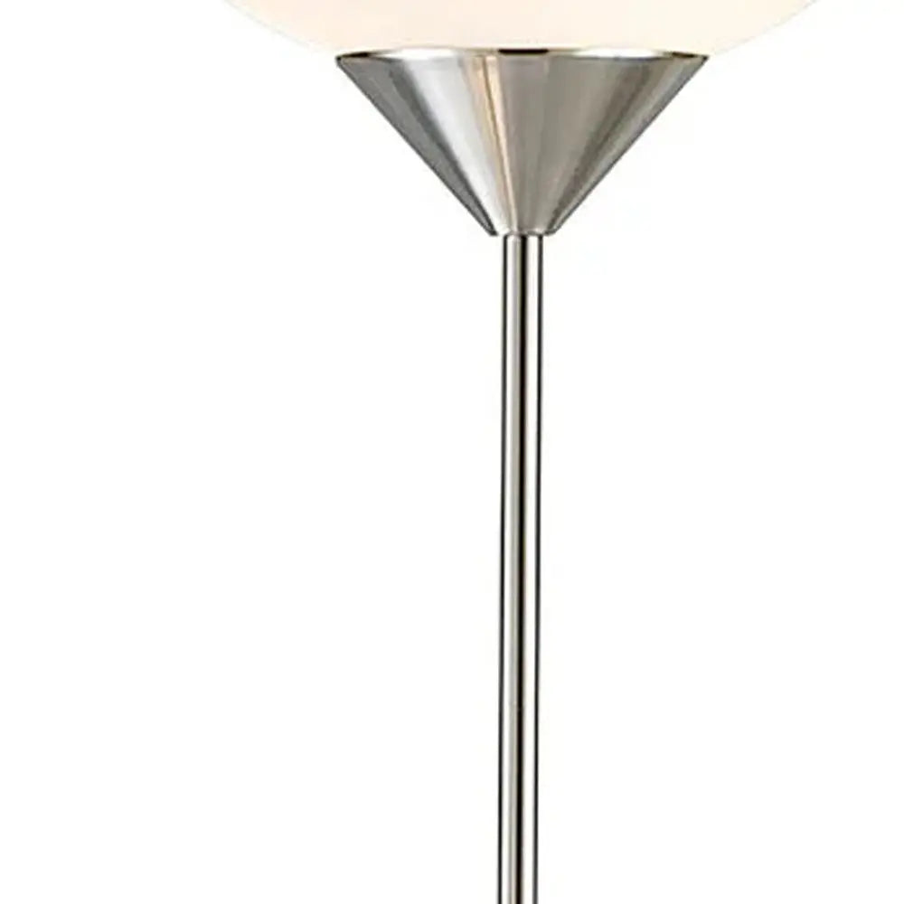 71" Silver Metal Two Light Torchiere Floor Lamp With White Bowl Shade Homeroots Lighting