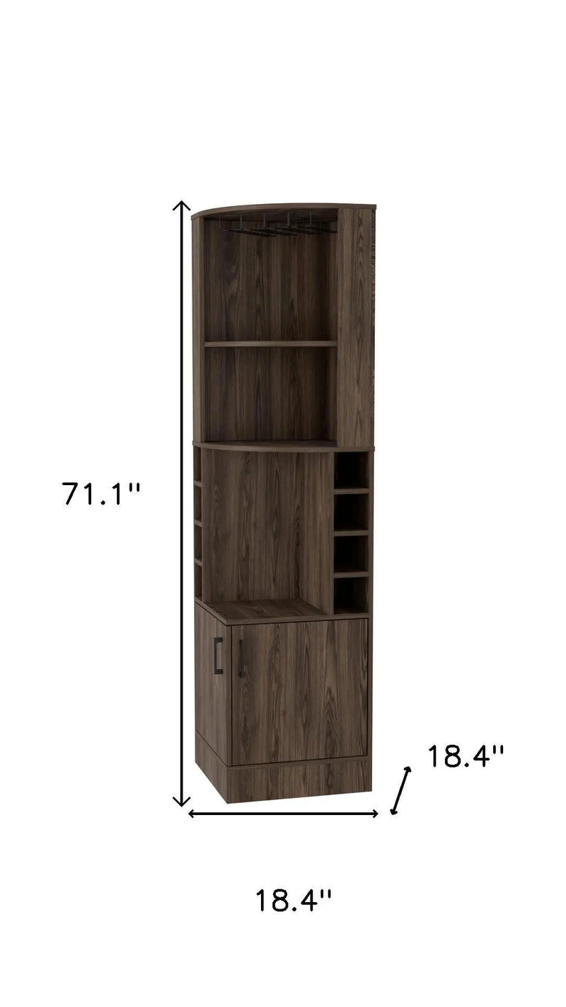 71" Walnut Wood Corner Bar Cabinet With Two Doors Homeroots Kitchen & Dining