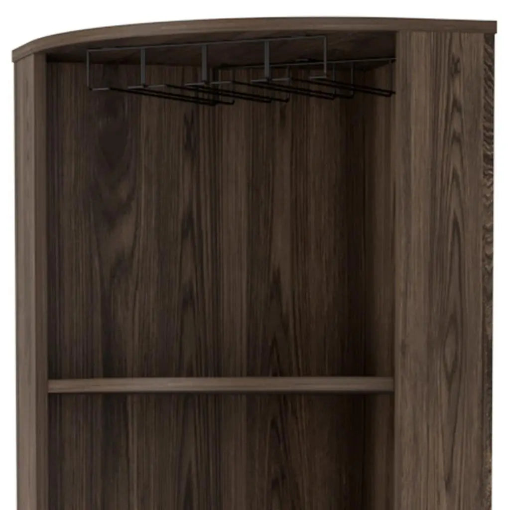 71" Walnut Wood Corner Bar Cabinet With Two Doors Homeroots Kitchen & Dining