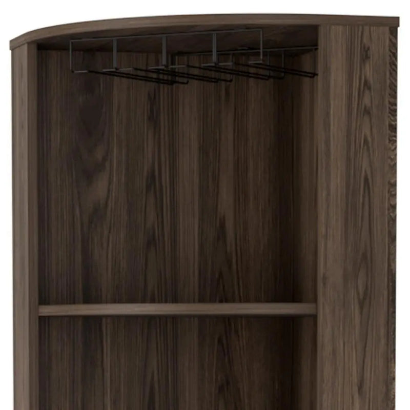 71" Walnut Wood Corner Bar Cabinet With Two Doors Homeroots Kitchen & Dining