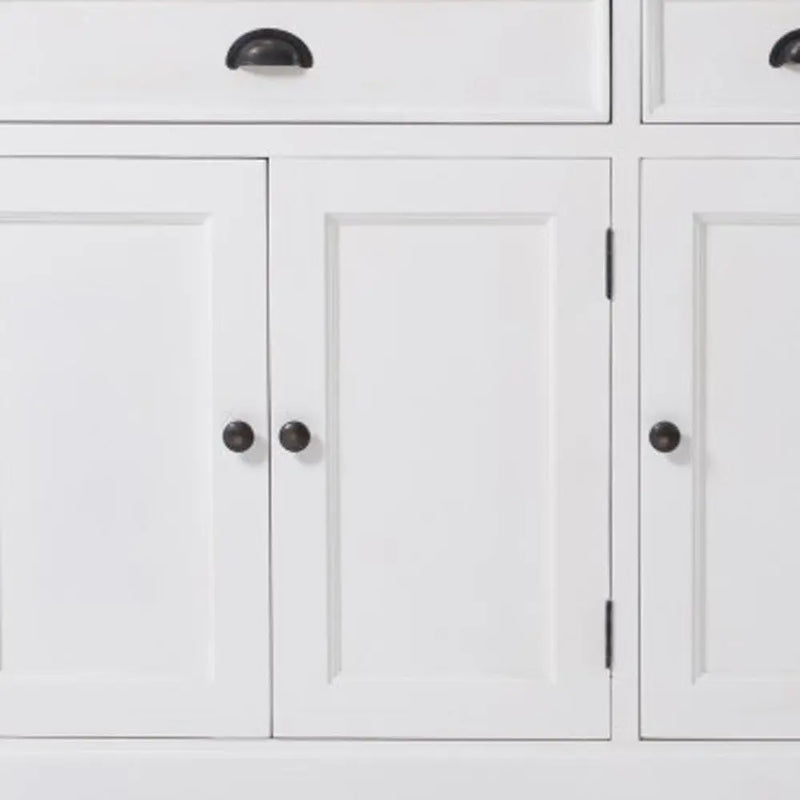 71" White Solid Wood Three Drawer Sideboard with Five Doors Homeroots Kitchen & Dining