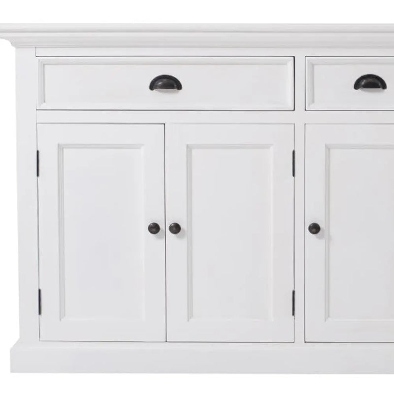 71" White Solid Wood Three Drawer Sideboard with Five Doors Homeroots Kitchen & Dining