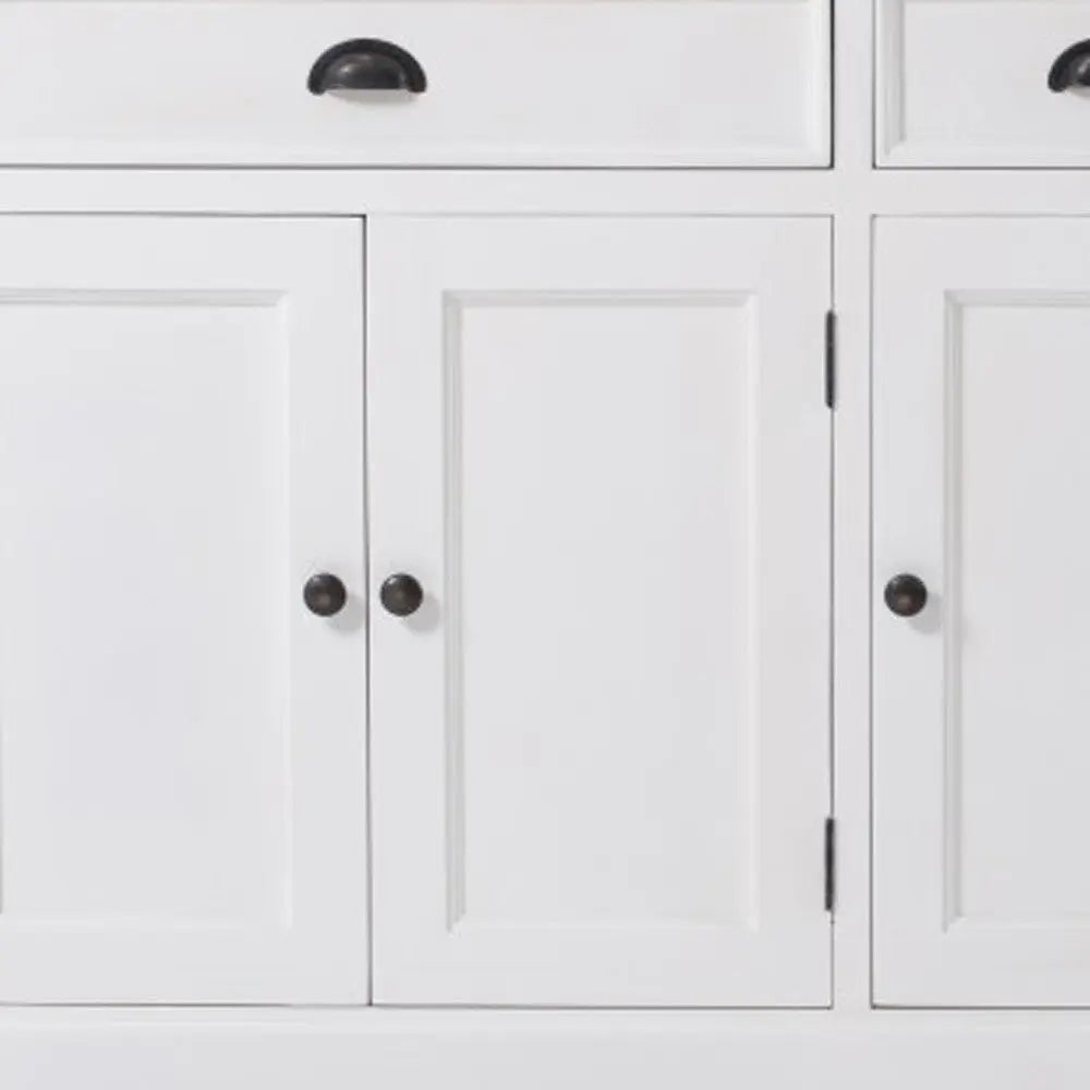 71" White Solid Wood Three Drawer Sideboard with Five Doors Homeroots Kitchen & Dining