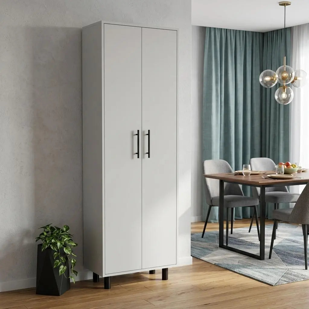 71" White Tall Pantry Cabinet Homeroots Kitchen & Dining