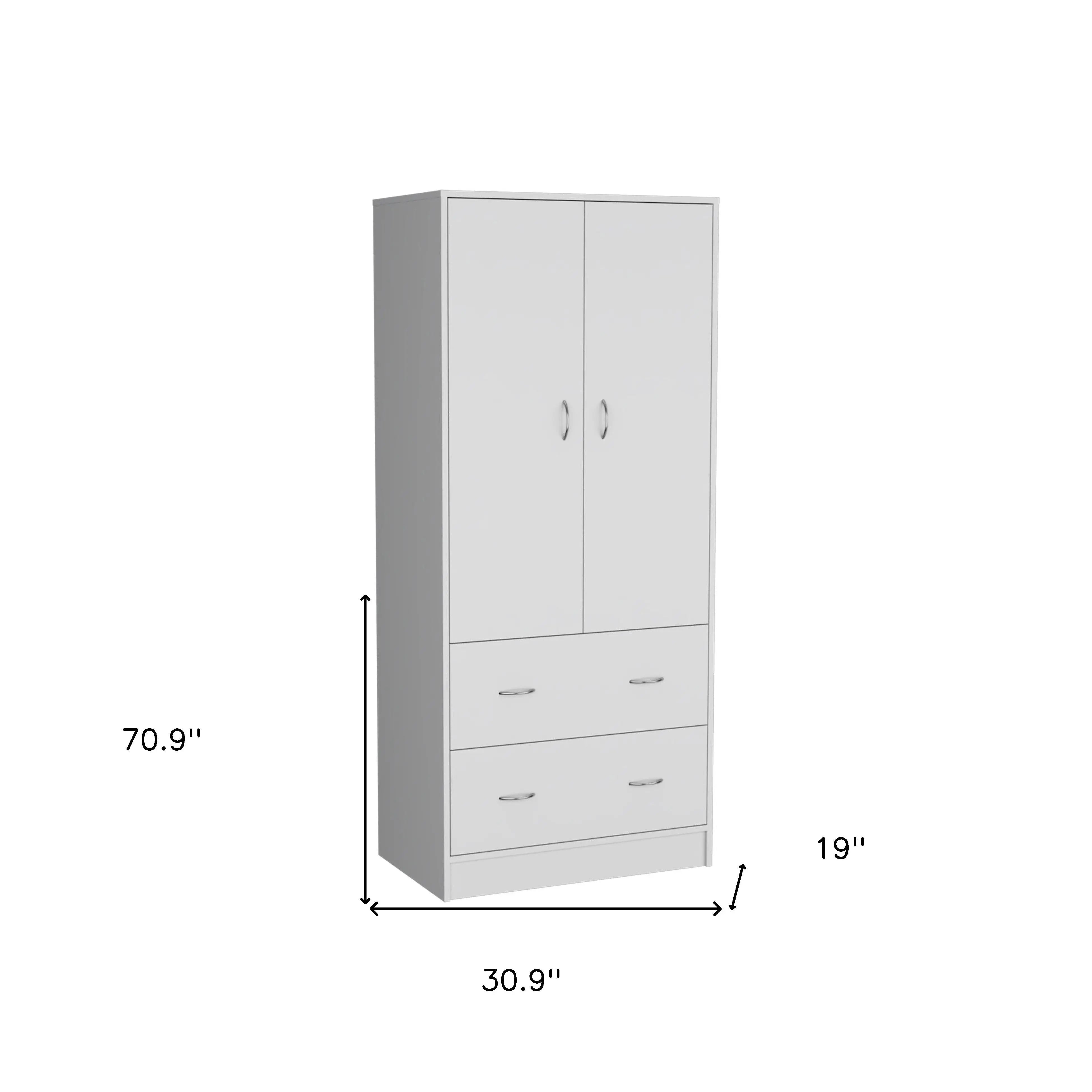 71" White Two Door Two Drawer Combo Dresser Homeroots Bed & Bath