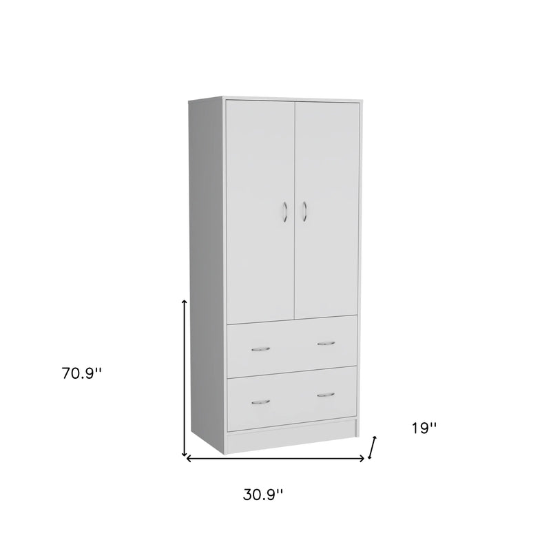 71" White Two Door Two Drawer Combo Dresser Homeroots Bed & Bath