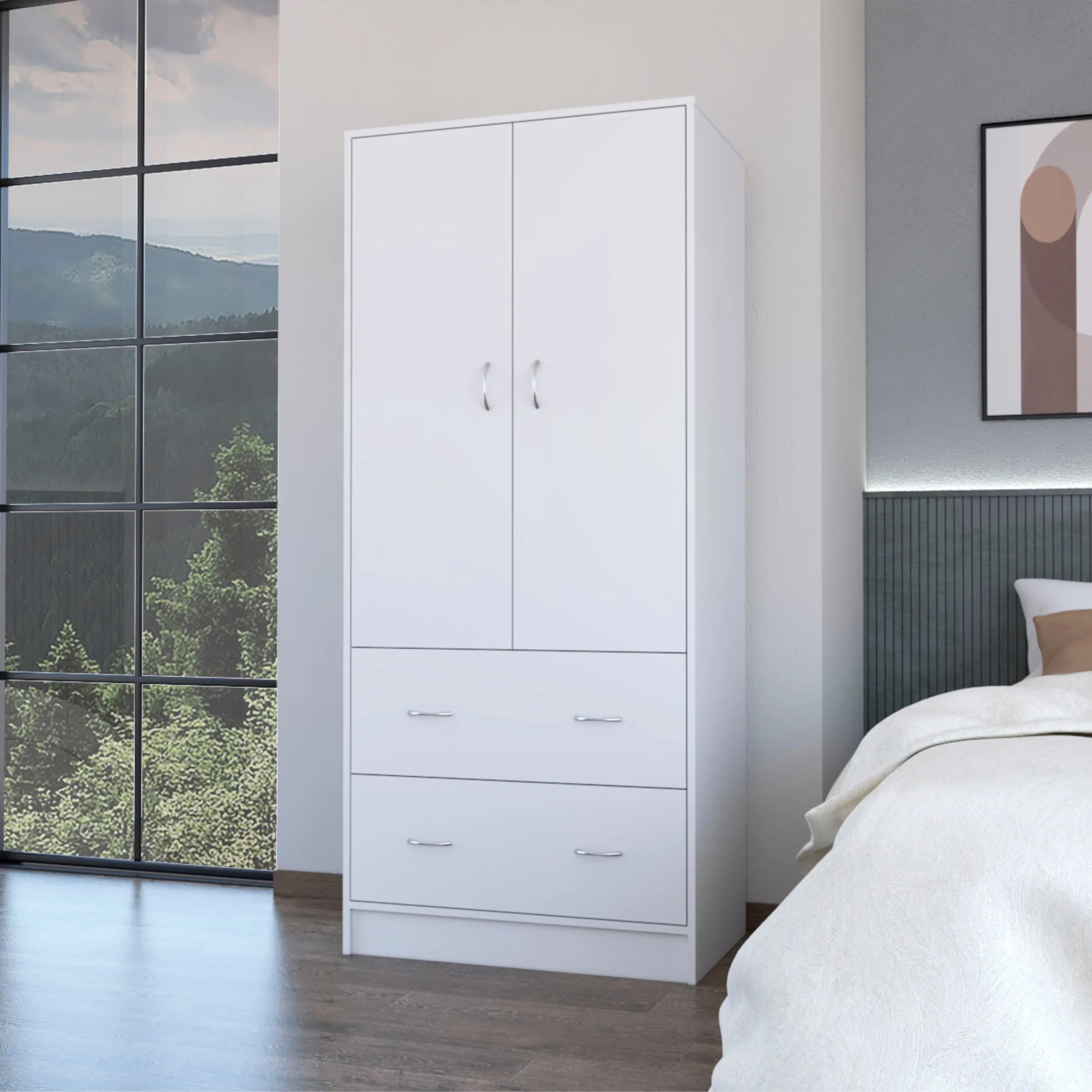 71" White Two Door Two Drawer Combo Dresser Homeroots Bed & Bath