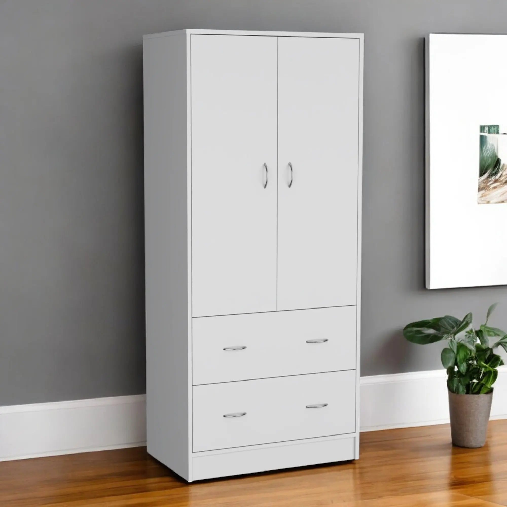 71" White Two Door Two Drawer Combo Dresser Homeroots Bed & Bath