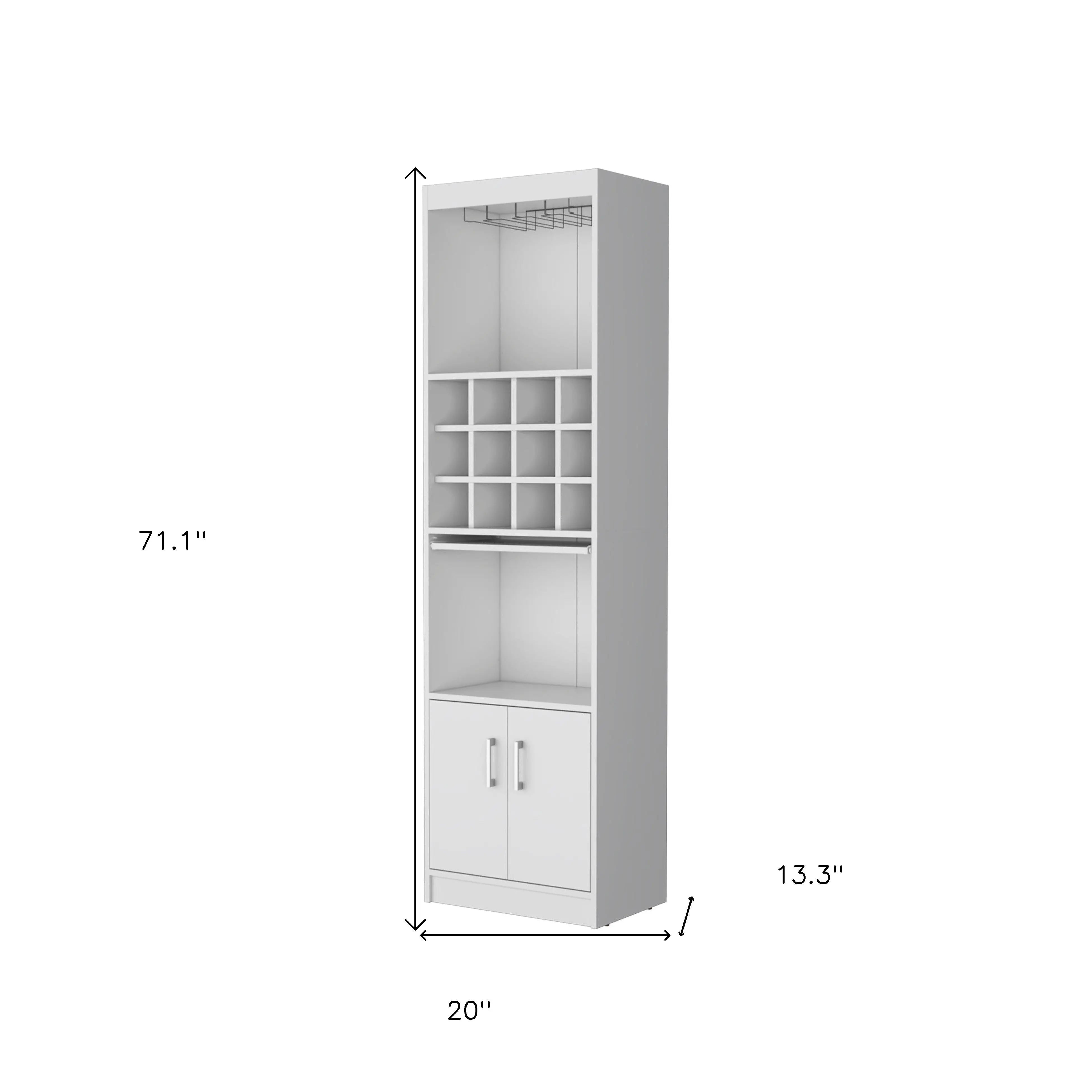 71" White Wood Bar Cabinet With Two Doors Homeroots Kitchen & Dining