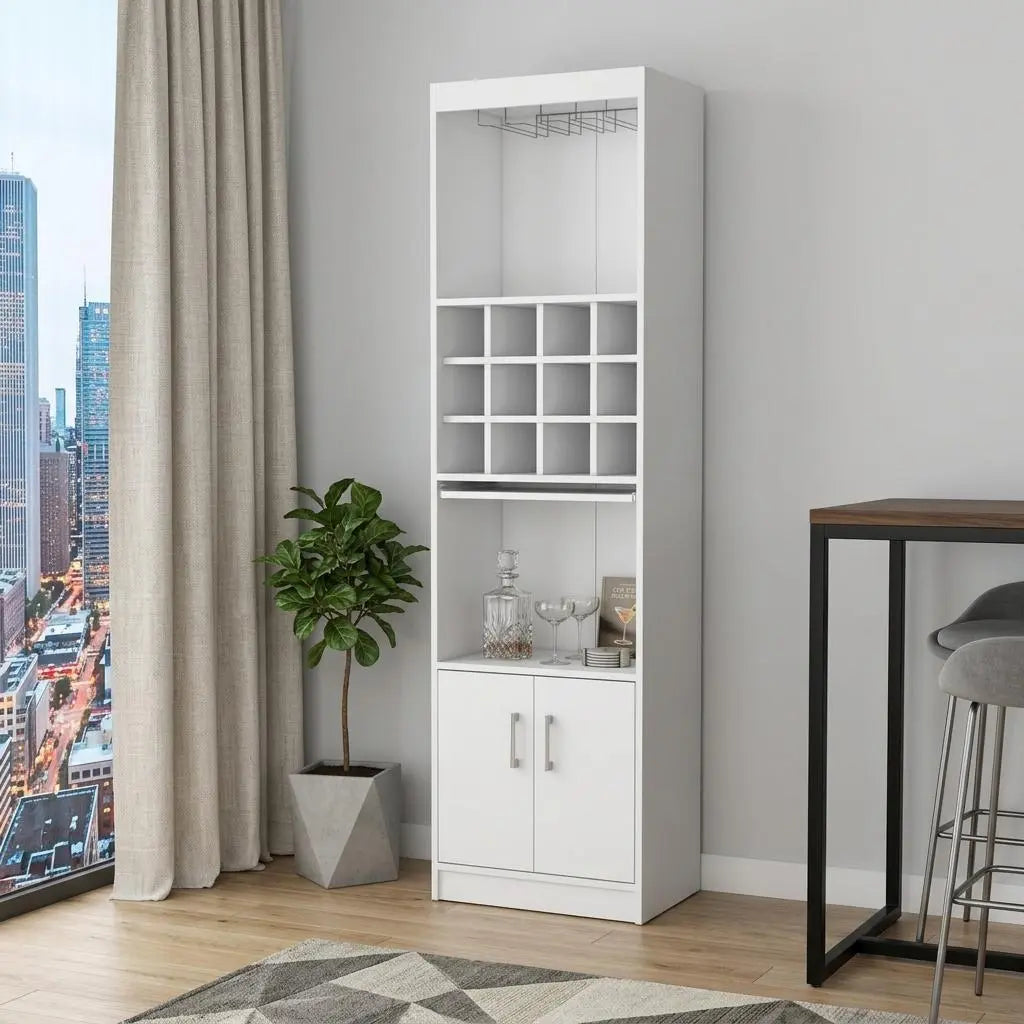 71" White Wood Bar Cabinet With Two Doors Homeroots Kitchen & Dining
