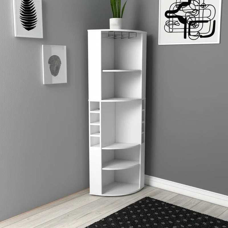 71" White Wood Corner Bar Cabinet Homeroots Kitchen & Dining