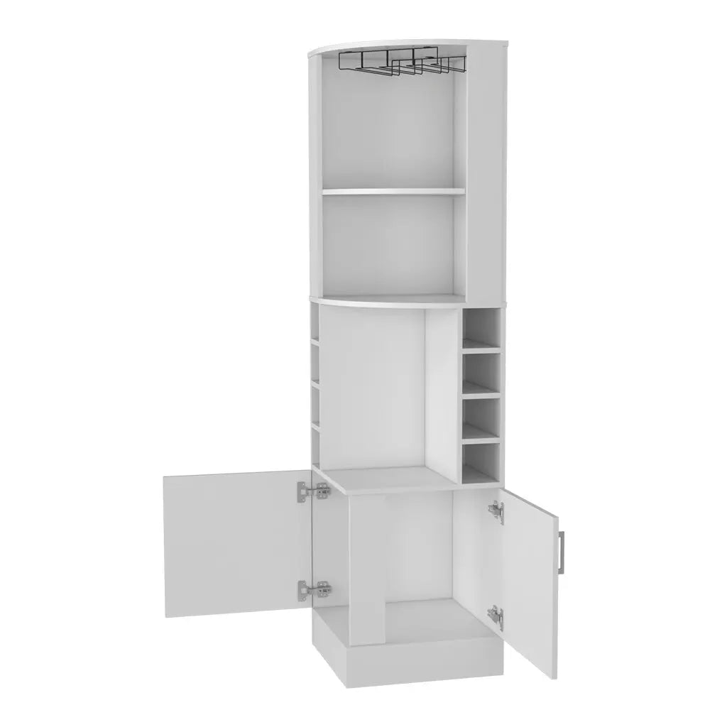 71" White Wood Corner Bar Cabinet With Two Doors Homeroots Kitchen & Dining