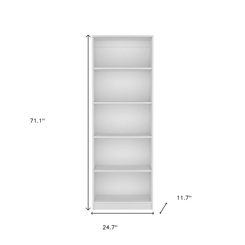 71" White Wood Five Tier Bookcase Homeroots Office