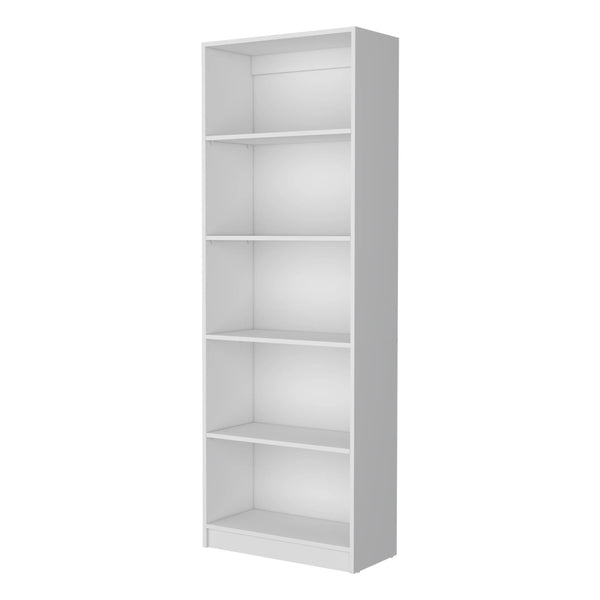71" White Wood Five Tier Bookcase Homeroots Office