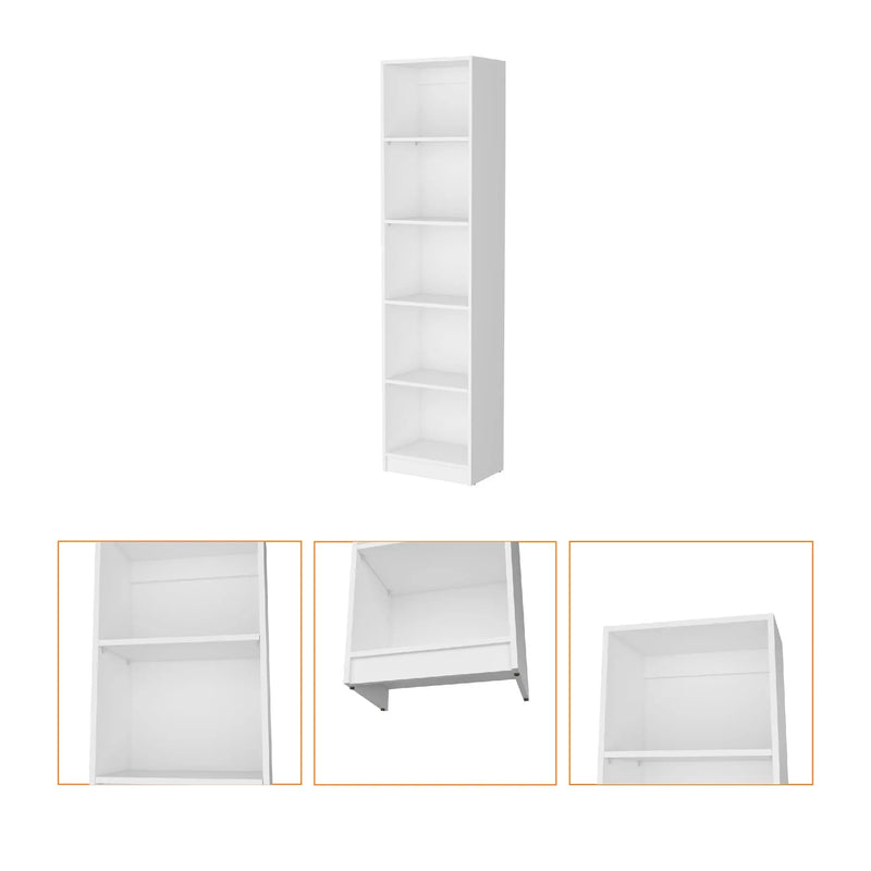 71" White Wood Five Tier Bookcase Homeroots Office