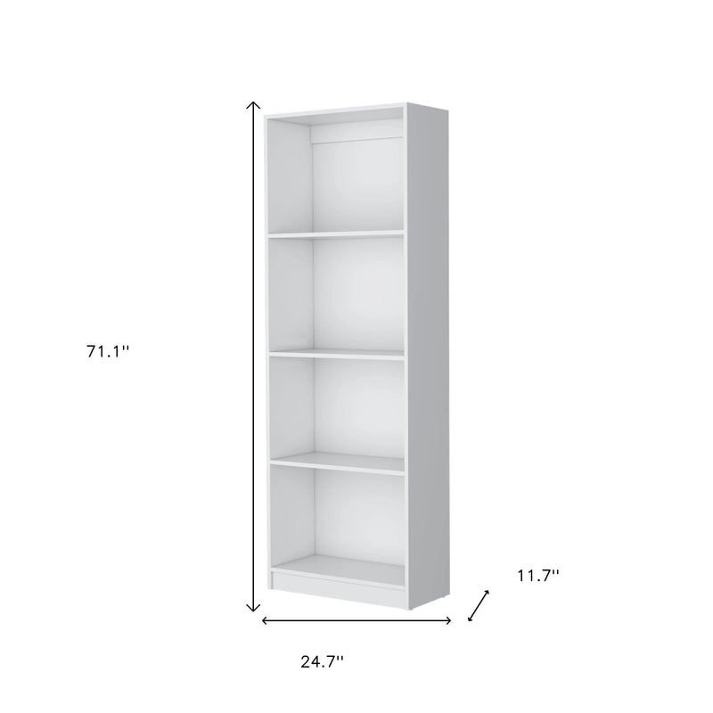 71" White Wood Four Tier Bookcase Homeroots Office