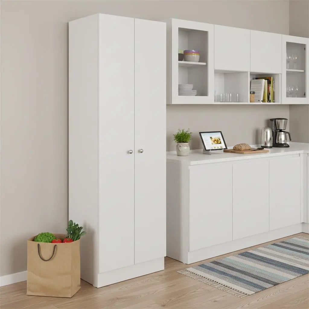 71" White Wood Pantry Or Storage Closet Homeroots Kitchen & Dining