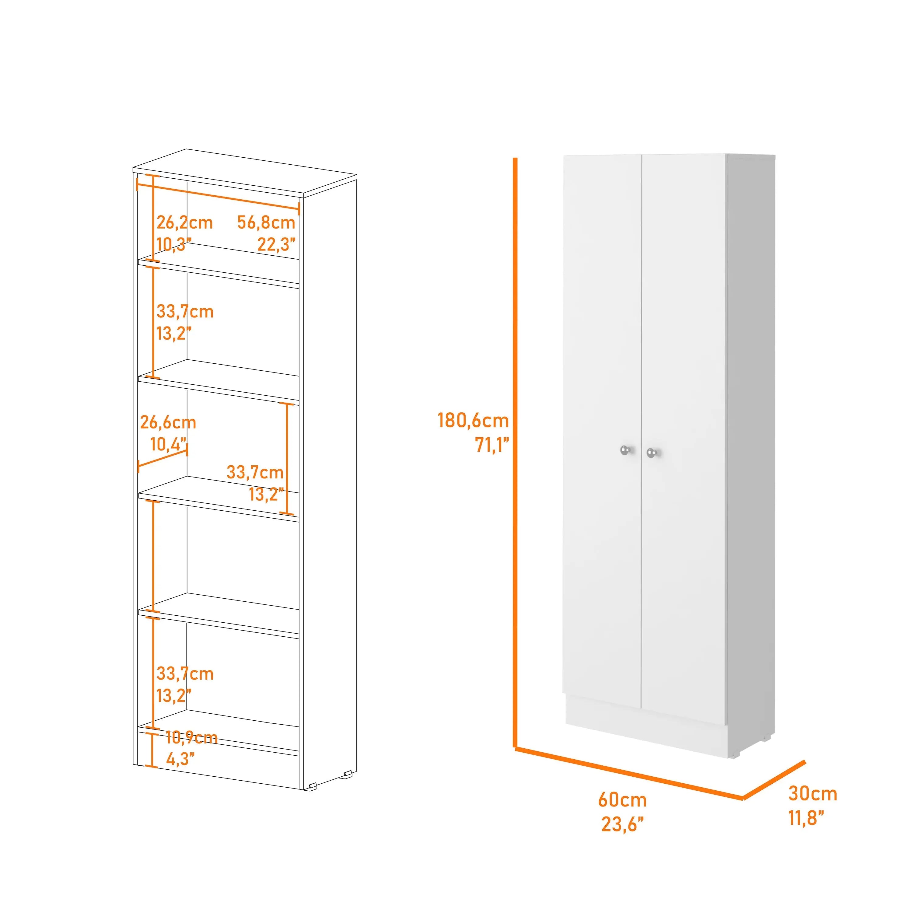 71" White Wood Pantry Or Storage Closet Homeroots Kitchen & Dining