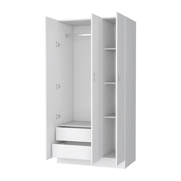 71" White Wood Three Door Two Drawer Combo Dresser Homeroots Bed & Bath