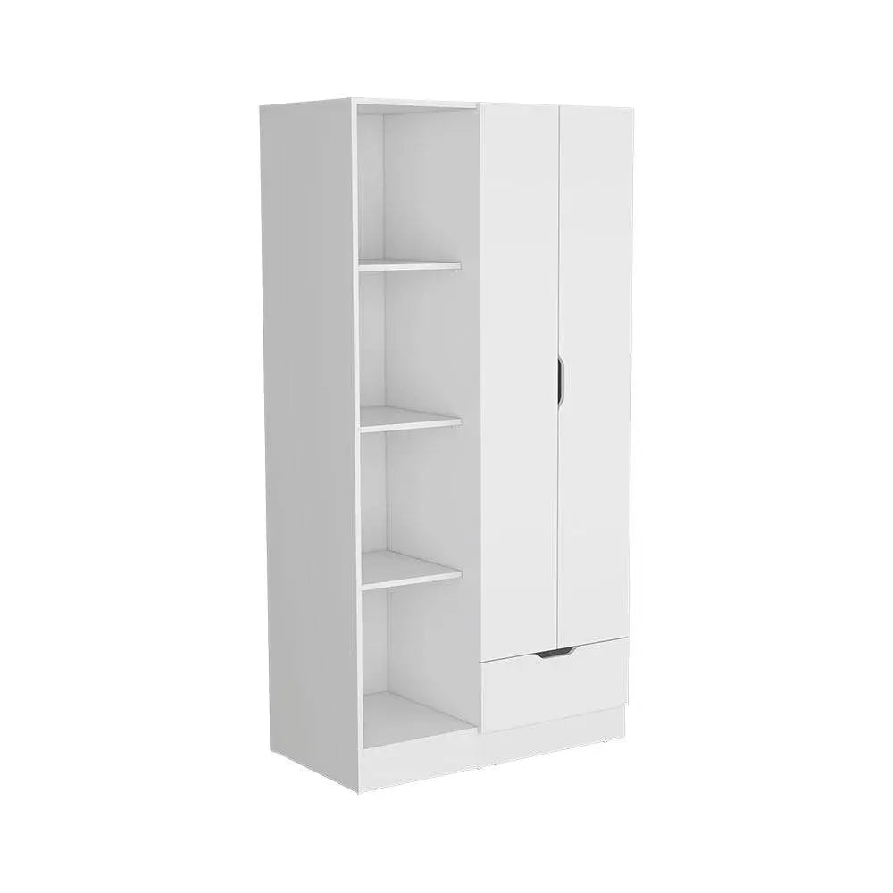 71" White Wood Two Door Single Drawer Combo Dresser Homeroots Bed & Bath