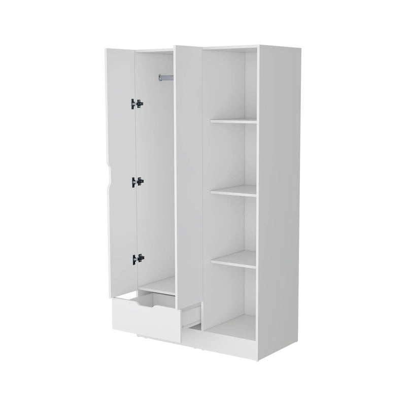 71" White Wood Two Door Single Drawer Combo Dresser Homeroots Bed & Bath