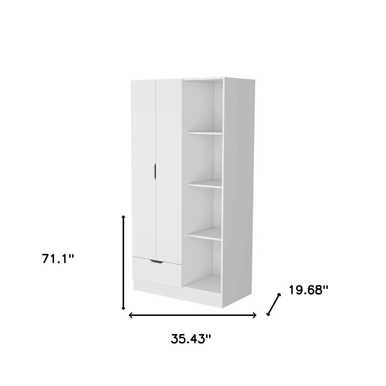 71" White Wood Two Door Single Drawer Combo Dresser Homeroots Bed & Bath