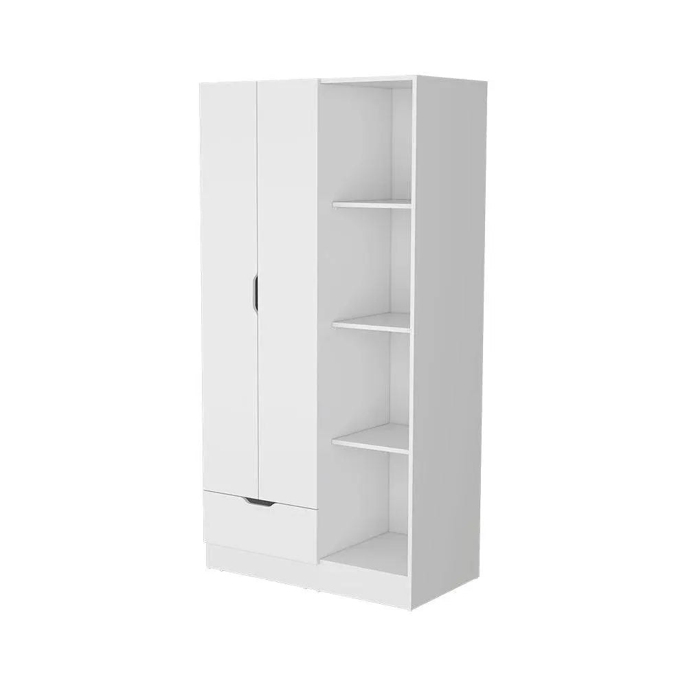 71" White Wood Two Door Single Drawer Combo Dresser Homeroots Bed & Bath