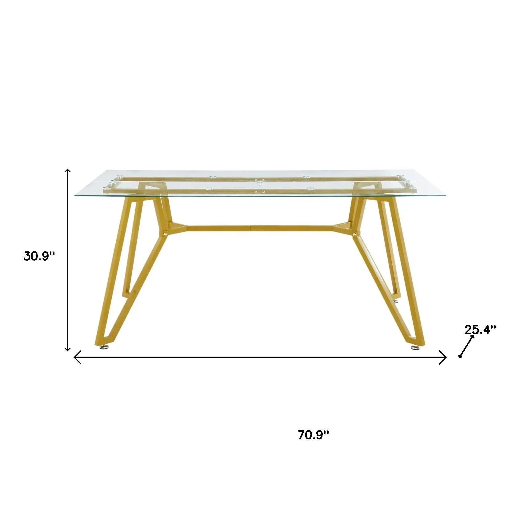 71" White and Gold Glass and Steel Trestle Coffee Table Homeroots Living Room