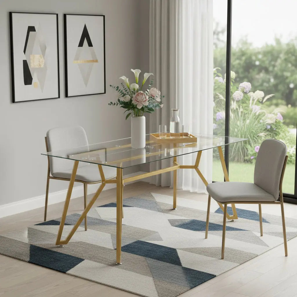 71" White and Gold Glass and Steel Trestle Coffee Table Homeroots Living Room