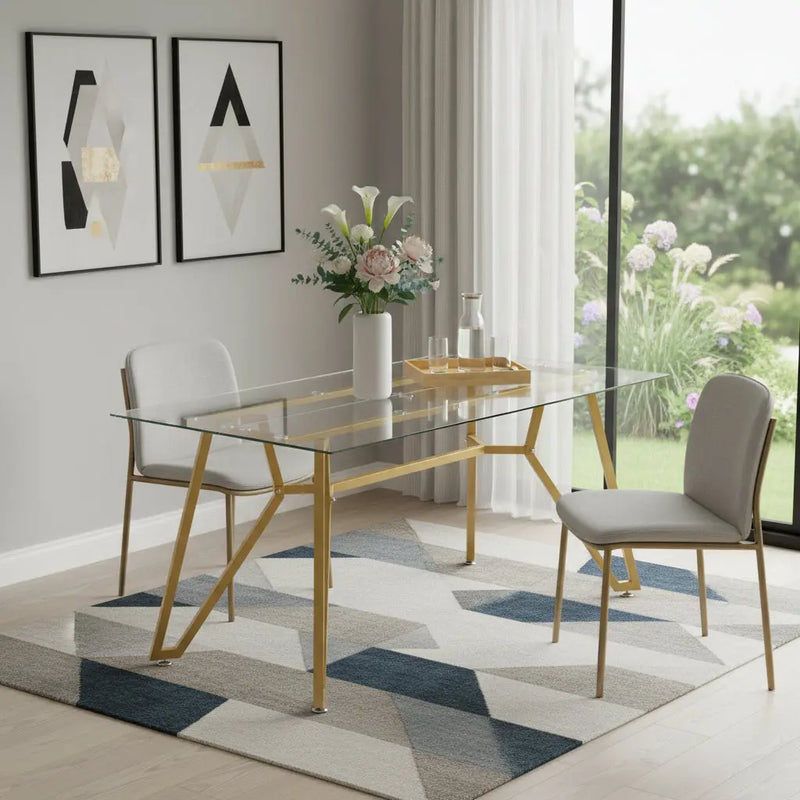 71" White and Gold Glass and Steel Trestle Coffee Table Homeroots Living Room