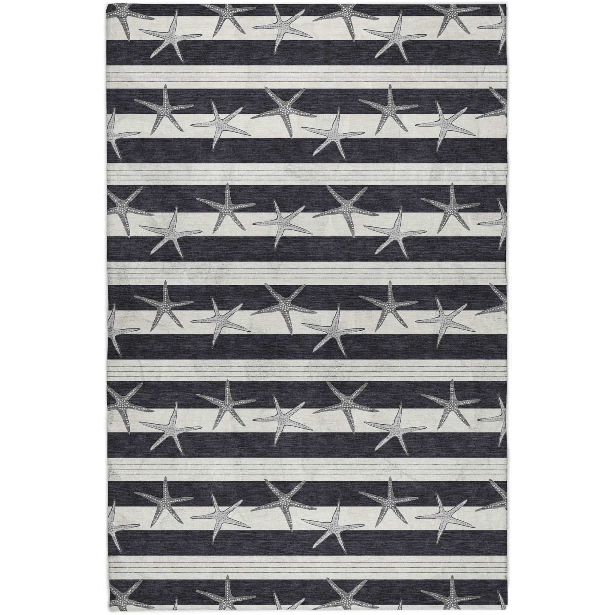 5' X 8' Midnight And Ivory Animal Print Shag Washable Area Rug With UV Protection - Home & Garden