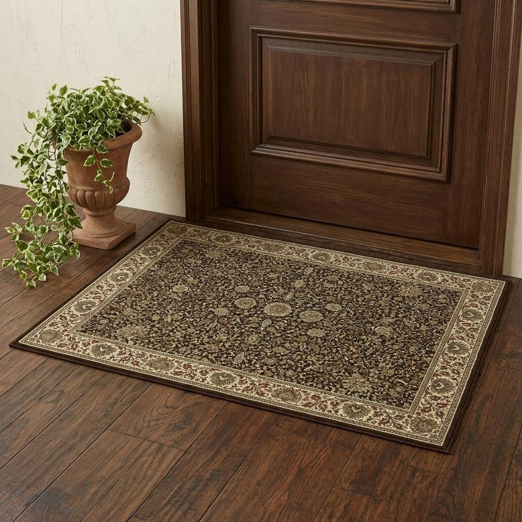 2' X 3' Brown And Ivory Oriental Area Rug - Home & Garden
